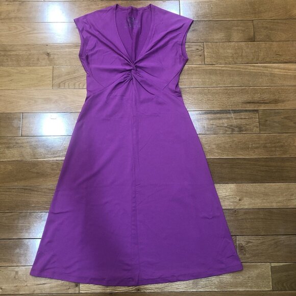 Patagonia Short Sleeve Fit & Flare Magenta V-Neck Dress Size S - Picture 2 of 9